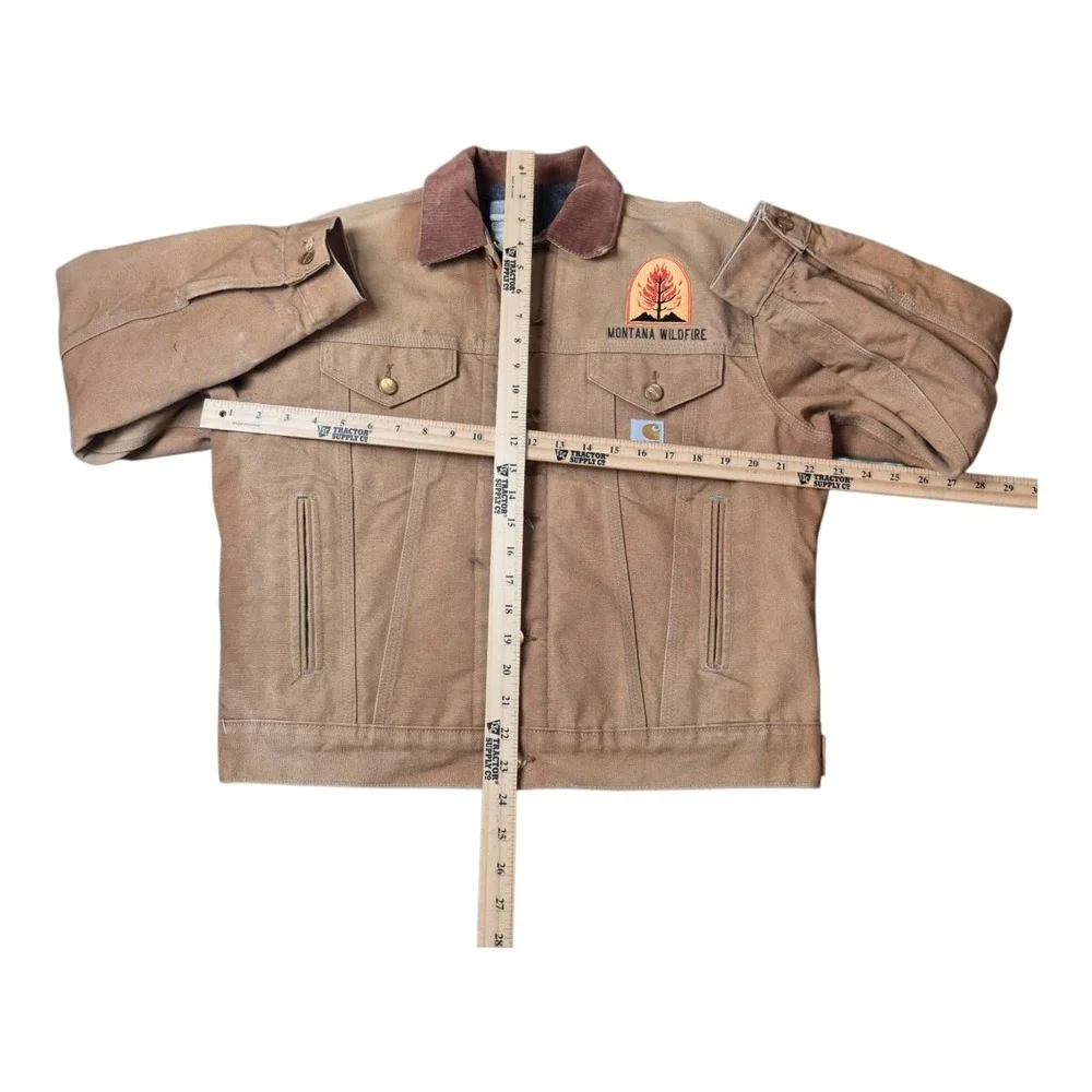 VTG Carhartt Men's 40 J09 BRN Trucker Jacket Blanket Lined Duck Canvas Brown USA